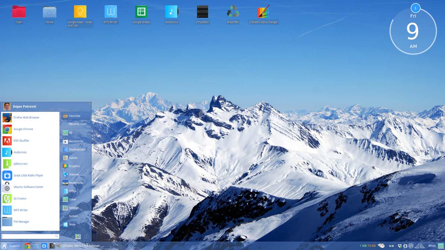 Chalet OS blue desktop