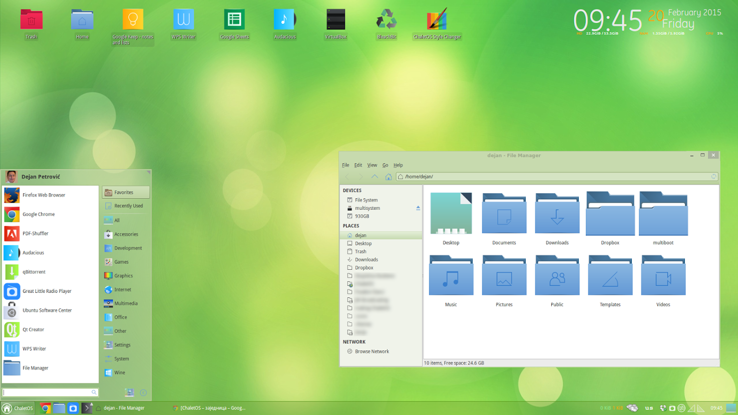 Chalet os green desktop