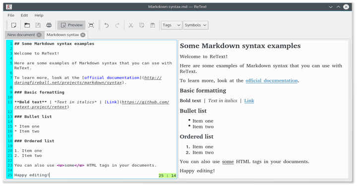 ReText Editor for Markdown