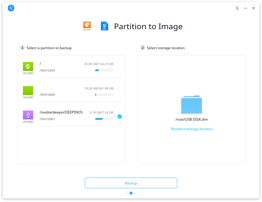 Deepin Clone Partition to Image