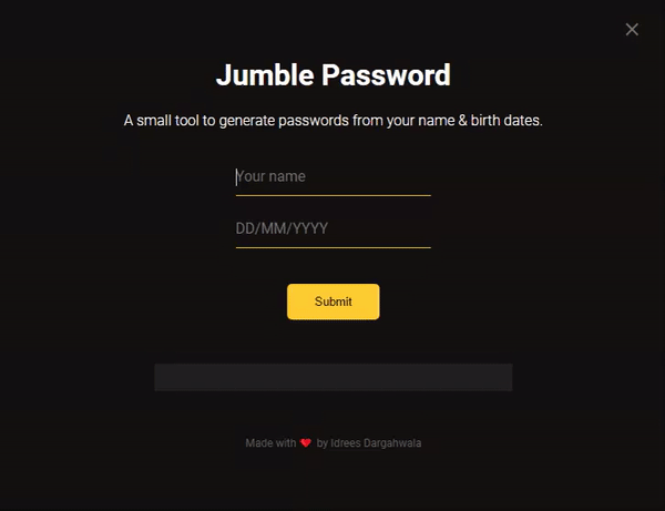 Jumble Password Generator Tool