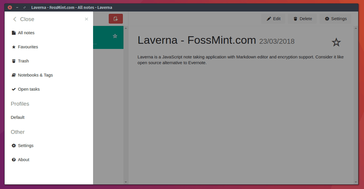 Laverna Note Taking App for Linux