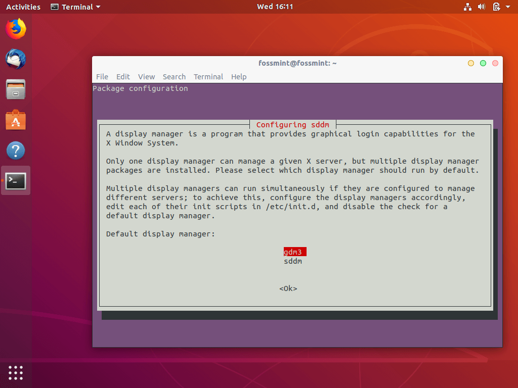 Select Ubuntu Display Manager