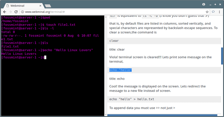 Linux Online Terminal Console