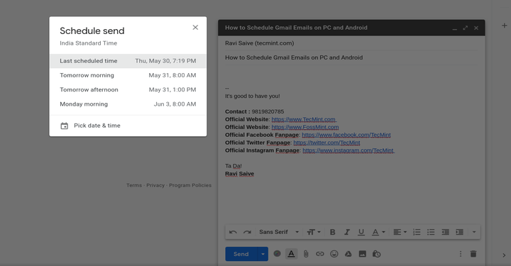 Schedule Emails in Gmail