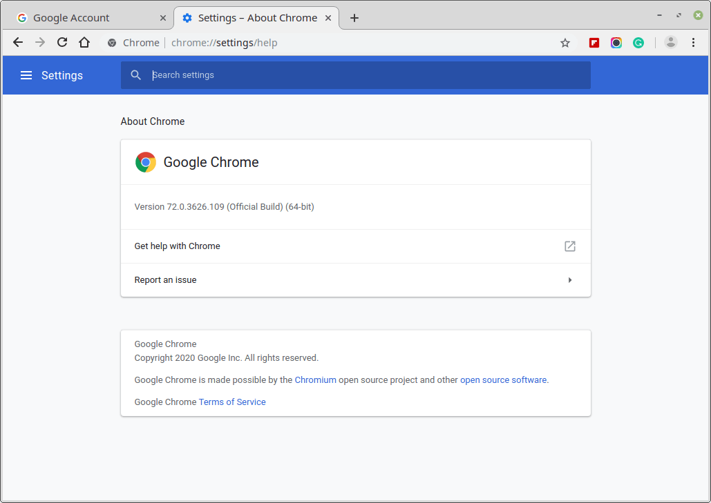 About Chrome Browser Version