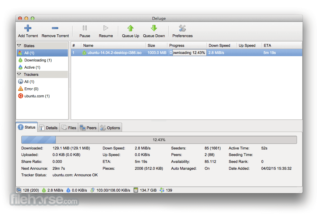 Deluge BitTorrent Client for Mac