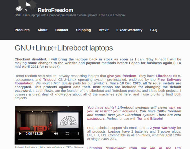 RetroFreedom Linux Laptops