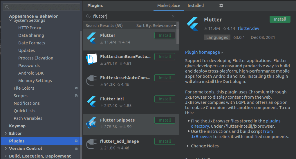 Install Flutter in Android Studio